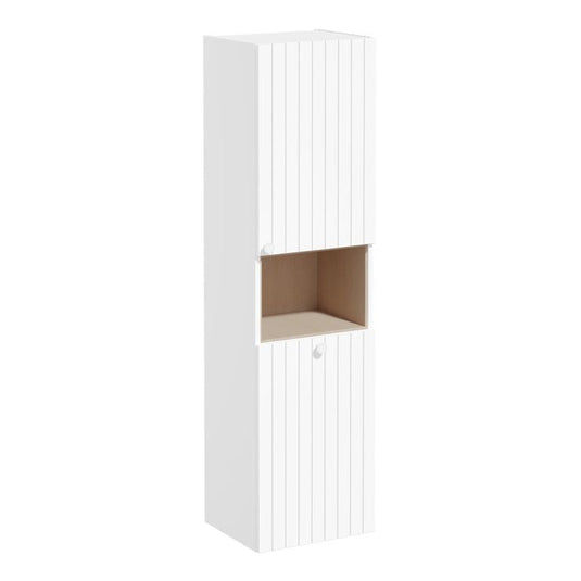VitrA Root Groove 40cm 2 Door Semi-Tall Unit With Laundry Basket (RH Hinge) | Matt White | 69100 - Envy Bathrooms Ltd