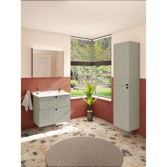 VitrA Root Groove 40cm 2 Door Tall Unit (LH Hinge) | Matt Retro Green | 69092 - Envy Bathrooms Ltd