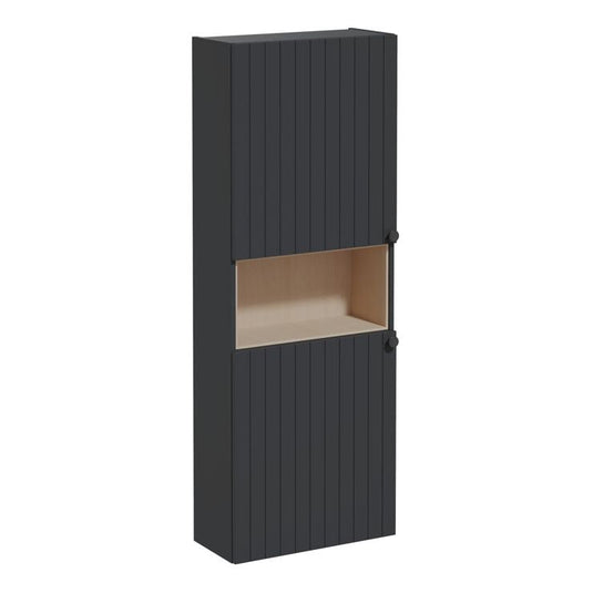 VitrA Root Groove 55cm 2 Door Semi-Tall Unit (LH Hinge) | Matt Graphite | 69111 - Envy Bathrooms Ltd