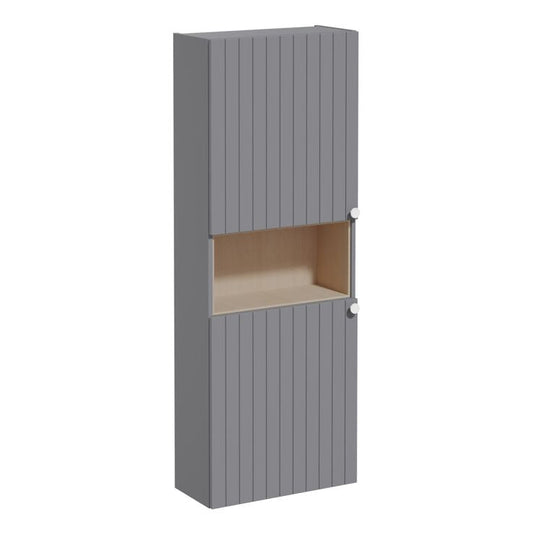 VitrA Root Groove 55cm 2 Door Semi-Tall Unit (LH Hinge) | Matt Grey | 69109 - Envy Bathrooms Ltd