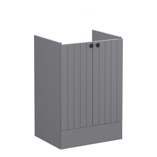 VitrA Root Groove 60cm 2 Door Floor Standing Washbasin Unit | Matt Grey | 69018 - Envy Bathrooms Ltd
