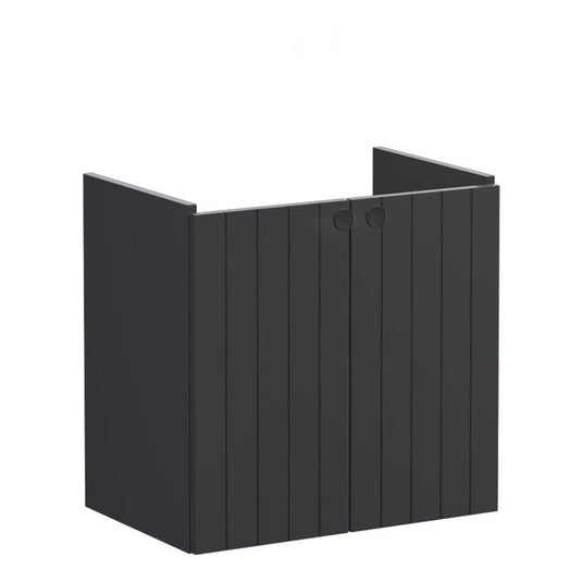 VitrA Root Groove 60cm 2 Door Wall Hung Slim Washbasin Unit | Matt Graphite | 68971 - Envy Bathrooms Ltd