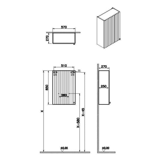 VitrA Root Groove 60cm 1 Door Upper/Wall Unit (LH Hinge) | Matt Fjord Green | 69166 - Envy Bathrooms Ltd