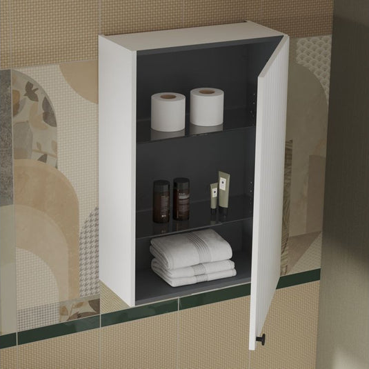VitrA Root Groove 60cm 1 Door Upper/Wall Unit (RH Hinge) | Matt White | 69170 - Envy Bathrooms Ltd