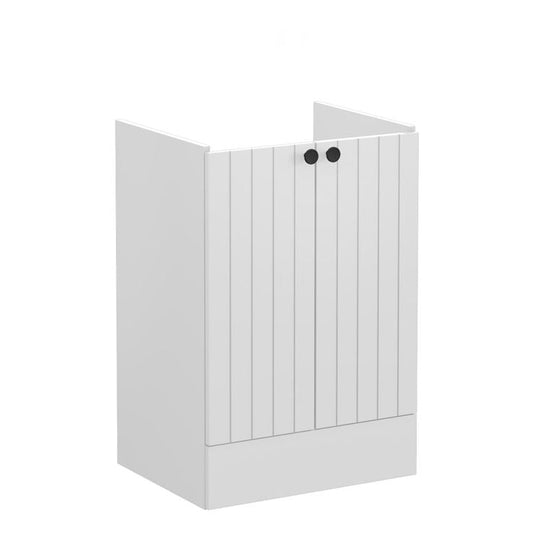 VitrA Root Groove 60cm 2 Door Floor Standing Washbasin Unit | Matt Light Grey | 69017 - Envy Bathrooms Ltd