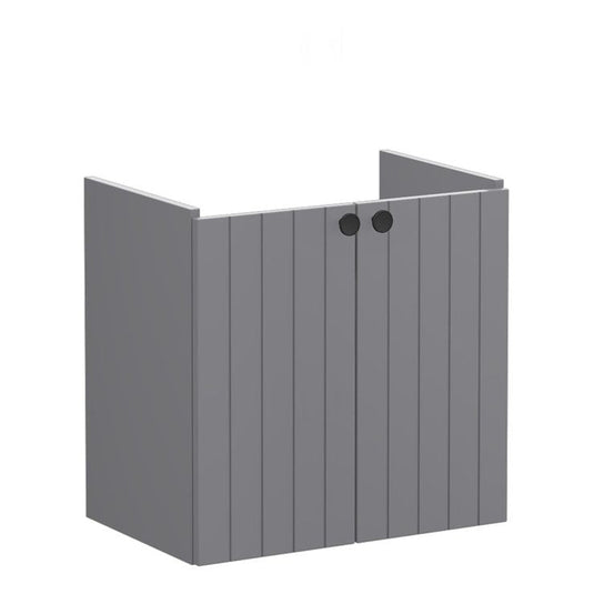 VitrA Root Groove 60cm 2 Door Wall Hung Slim Washbasin Unit | Matt Grey | 68969 - Envy Bathrooms Ltd