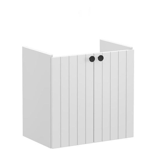 VitrA Root Groove 60cm 2 Door Wall Hung Slim Washbasin Unit | Matt Light Grey | 68968 - Envy Bathrooms Ltd