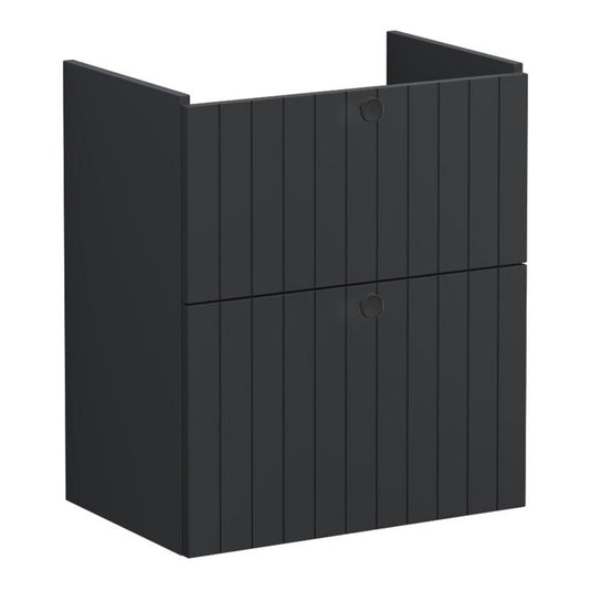 VitrA Root Groove 60cm 2 Drawer Slim Washbasin Unit | Matt Graphite | 68985 - Envy Bathrooms Ltd