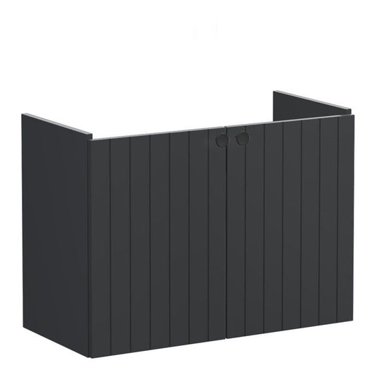VitrA Root Groove 80cm 2 Door Wall Hung Slim Washbasin Unit | Matt Graphite | 68978 - Envy Bathrooms Ltd