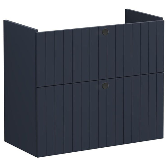 VitrA Root Groove 80cm 2 Drawer Slim Washbasin Unit | Matt Dark Blue | 68993 - Envy Bathrooms Ltd