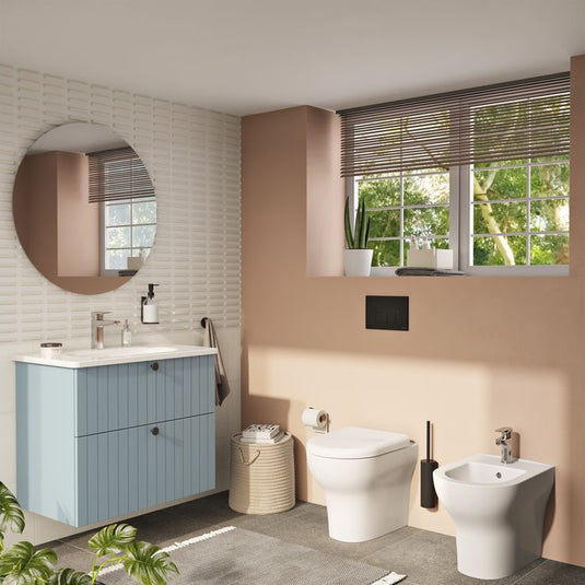 VitrA Root Groove 80cm 2 Drawer Washbasin Unit | Matt Fjord Green | 69054 - Envy Bathrooms Ltd