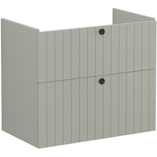 VitrA Root Groove 80cm 2 Drawer Slim Washbasin Unit | Matt Retro Green | 68994 - Envy Bathrooms Ltd