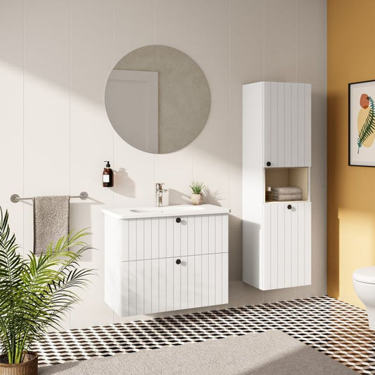 VitrA Root Groove 80cm 2 Drawer Washbasin Unit | Matt White | 69051 - Envy Bathrooms Ltd