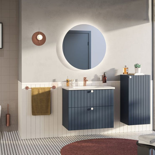 VitrA Root Groove 80cm 3 Drawer Washbasin Unit | Matt Dark Blue | 69077 - Envy Bathrooms Ltd
