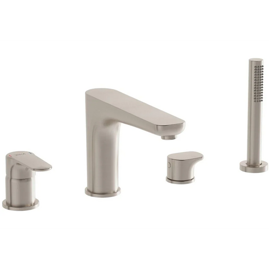 VitrA Root Round 4-Hole Bath/Shower Mixer - Brushed Nickel - A4274334EXP - Envy Bathrooms Ltd
