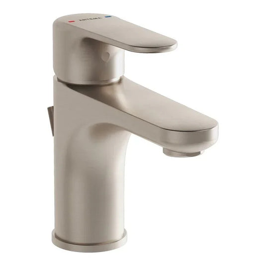 VitrA Root Round Compact Basin Mixer With Waste Lever - Brushed Nickel - A4272234VUK - Envy Bathrooms Ltd