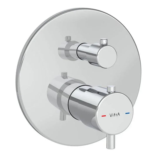 VitrA Root Round Integrated Thermostatic Bath/Shower Mixer Valve - Chrome - A43258EXP - Envy Bathrooms Ltd