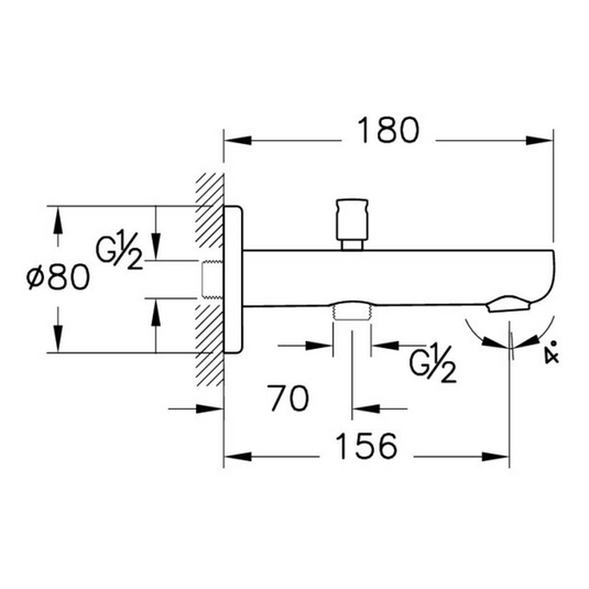 VitrA Root Round Wall Mounted Monohole Bath/Shower Mixer | Chrome | A43126EXP - Envy Bathrooms Ltd