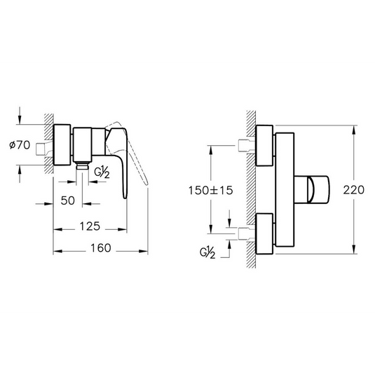 VitrA Root Round Wall Mounted Shower Mixer | Soft Gold | A4272674EXP - Envy Bathrooms Ltd