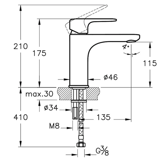 Vitra Root Single Lever Basin Mixer Tap - Gold - Envy Bathrooms Ltd