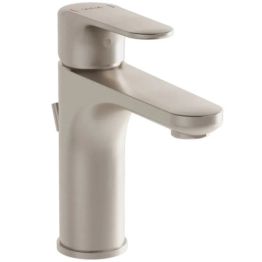 Vitra Root Single Lever Basin Mixer Tap with Pop-up Waste - Brushed Nickel - Envy Bathrooms Ltd