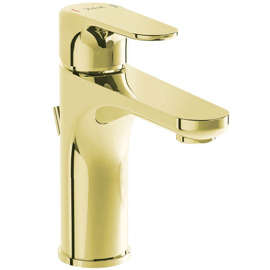 Vitra Root Single Lever Basin Mixer Tap with Pop-up Waste - Gold - Envy Bathrooms Ltd