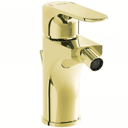 Vitra Root Single Lever Bidet Mixer Tap with Pop-up Waste - Gold - Envy Bathrooms Ltd