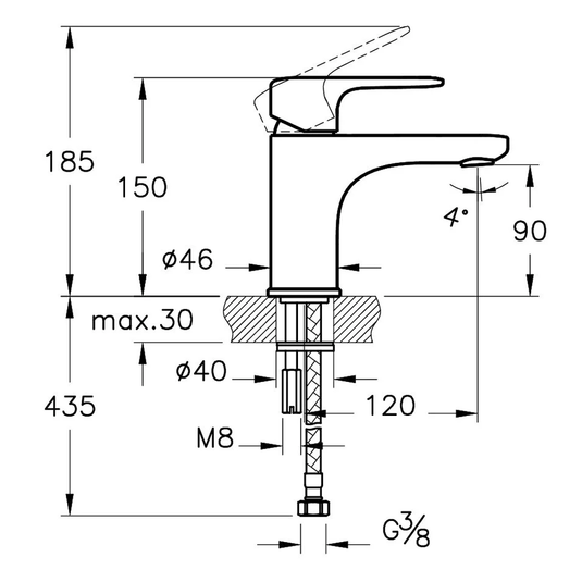 Vitra Root Single Lever Compact Basin Mixer Tap - Chrome - Envy Bathrooms Ltd