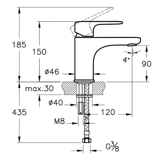 Vitra Root Single Lever Compact Basin Mixer Tap - Chrome - Envy Bathrooms Ltd