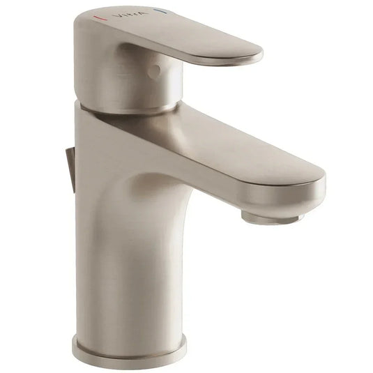 Vitra Root Single Lever Compact Basin Mixer Tap with Pop-up Waste - Brushed Nickel - Envy Bathrooms Ltd