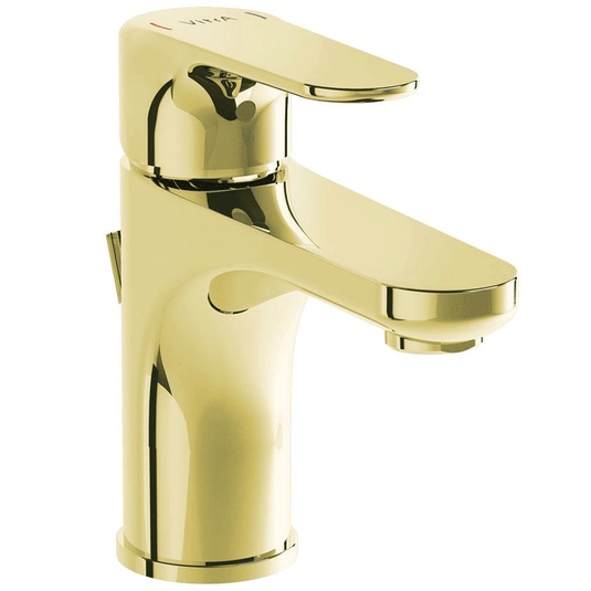 Vitra Root Single Lever Compact Basin Mixer Tap with Pop-up Waste - Gold - Envy Bathrooms Ltd