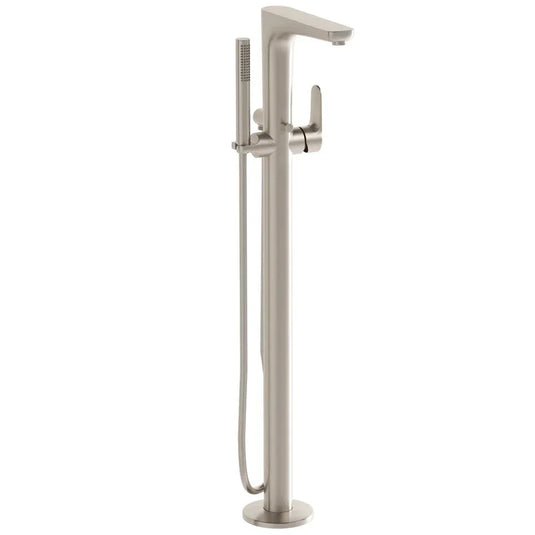 Vitra Root Single Lever Freestanding Bath Shower Mixer Tap with Shower Kit - Brushed Nickel - Envy Bathrooms Ltd