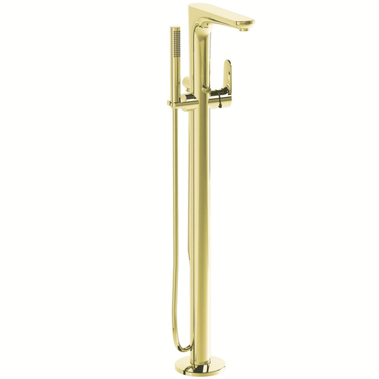 Vitra Root Single Lever Freestanding Bath Shower Mixer Tap with Shower Kit - Gold - Envy Bathrooms Ltd