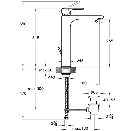 Vitra Root Single Lever Tall Basin Mixer Tap with Pop-up Waste - Brushed Nickel - Envy Bathrooms Ltd