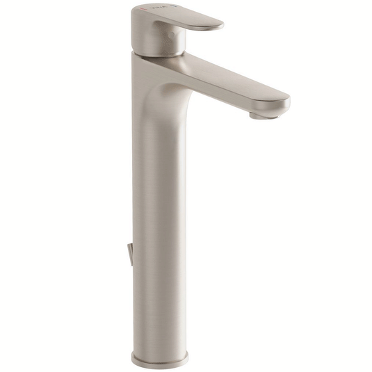 Vitra Root Single Lever Tall Basin Mixer Tap with Pop-up Waste - Brushed Nickel - Envy Bathrooms Ltd