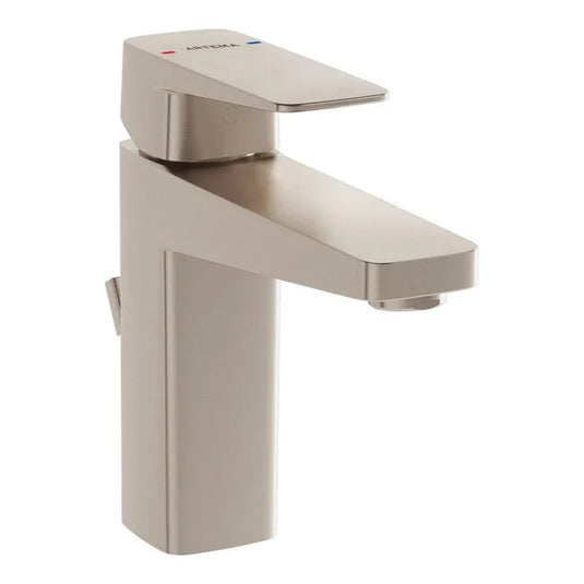 VitrA Root Square Basin Mixer With Waste Lever - Brushed Nickel - A4273434VUK - Envy Bathrooms Ltd