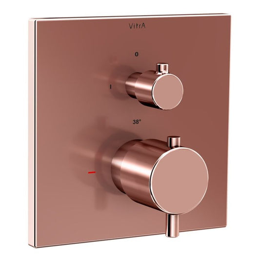 VitrA Root Square Integrated Thermostatic 1-Way Shower Mixer Valve | Soft Copper | A4335829EXP - Envy Bathrooms Ltd