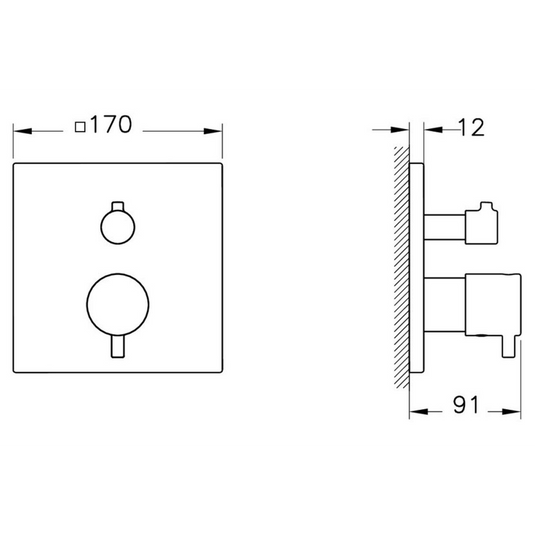 VitrA Root Square Integrated Thermostatic 1-Way Shower Mixer Valve | Chrome | A43358EXP - Envy Bathrooms Ltd