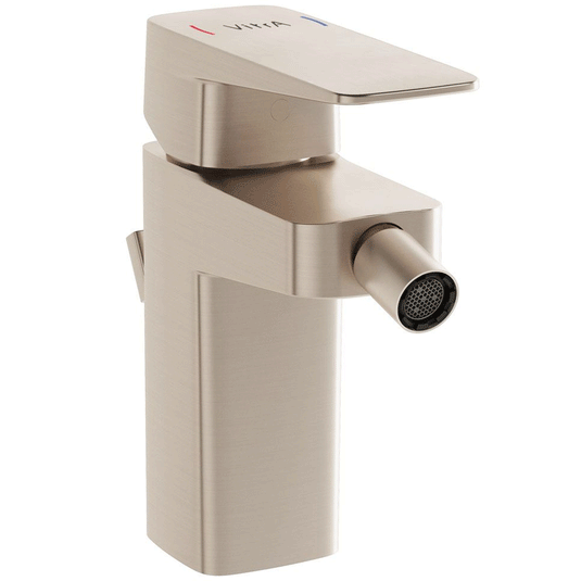 Vitra Root Square Single Lever Bidet Mixer Tap with Pop-up Waste - Brushed Nickel - Envy Bathrooms Ltd