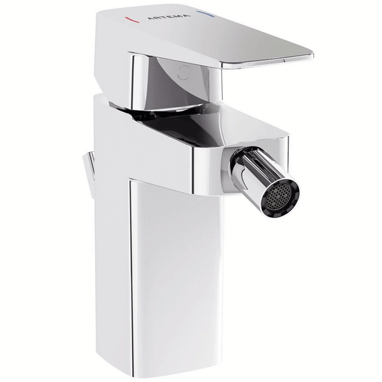 Vitra Root Square Single Lever Bidet Mixer Tap with Pop-up Waste - Chrome - Envy Bathrooms Ltd