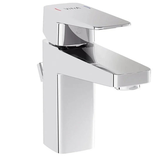 Vitra Root Square Single Lever Compact Basin Mixer Tap with Pop-up Waste - Chrome - Envy Bathrooms Ltd