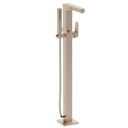 Vitra Root Square Single Lever Freestanding Bath Shower Mixer Tap with Shower Kit - Brushed Nickel - Envy Bathrooms Ltd