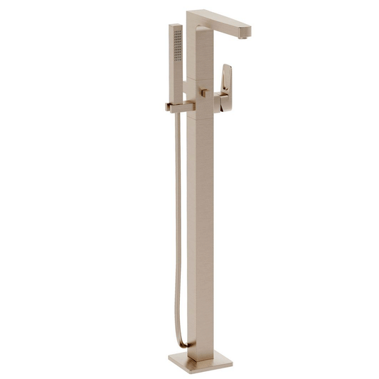 Vitra Root Square Single Lever Freestanding Bath Shower Mixer Tap with Shower Kit - Brushed Nickel - Envy Bathrooms Ltd