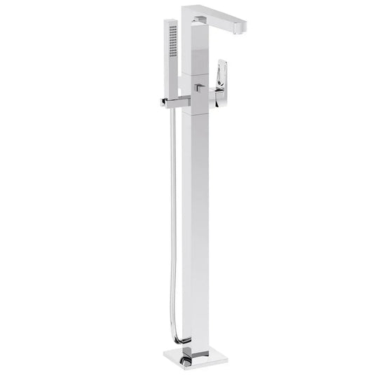 Vitra Root Square Single Lever Freestanding Bath Shower Mixer Tap with Shower Kit - Chrome - Envy Bathrooms Ltd