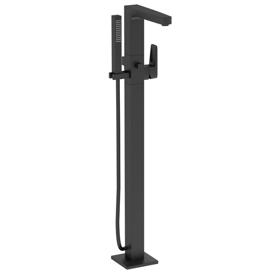 Vitra Root Square Single Lever Freestanding Bath Shower Mixer Tap with Shower Kit - Matt Black - Envy Bathrooms Ltd