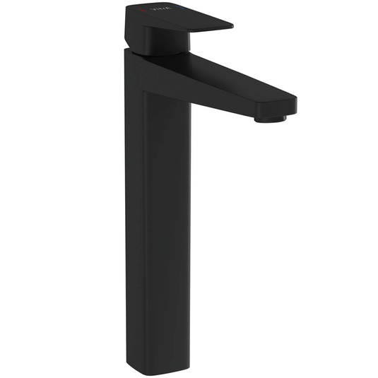 Vitra Root Square Single Lever Tall Basin Mixer Tap - Matt Black - Envy Bathrooms Ltd