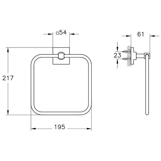 VitrA Root Square Towel Loop - Chrome - A44803 - Envy Bathrooms Ltd