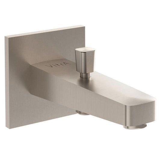 Vitra Root Square Wall Mounted Bath Spout with Handset Outlet - Brushed Nickel - Envy Bathrooms Ltd