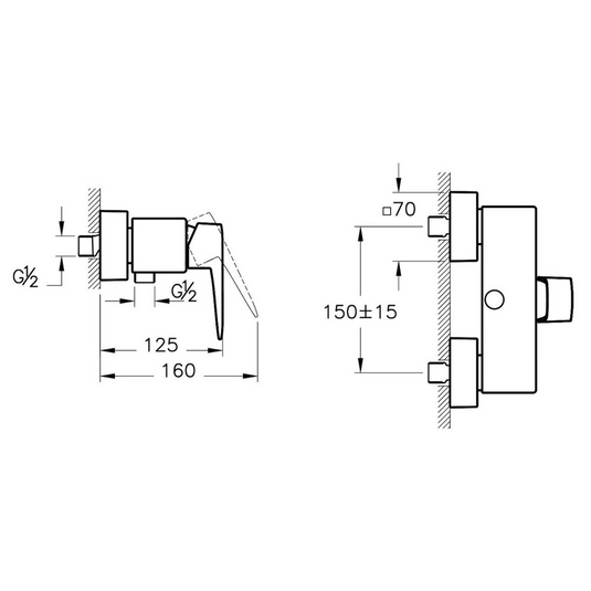 VitrA Root Square Wall Mounted Shower Mixer Valve | Chrome | A42761EXP - Envy Bathrooms Ltd