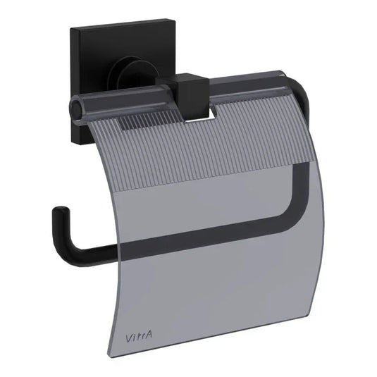 VitrA Root Toilet Roll Holder With Cover - Matt Black - A4480436 - Envy Bathrooms Ltd
